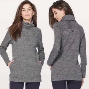 LULULEMON To You Tunic Cozy‎ Sweatshirt Heathered Gray Cotton Terry Turtleneck
